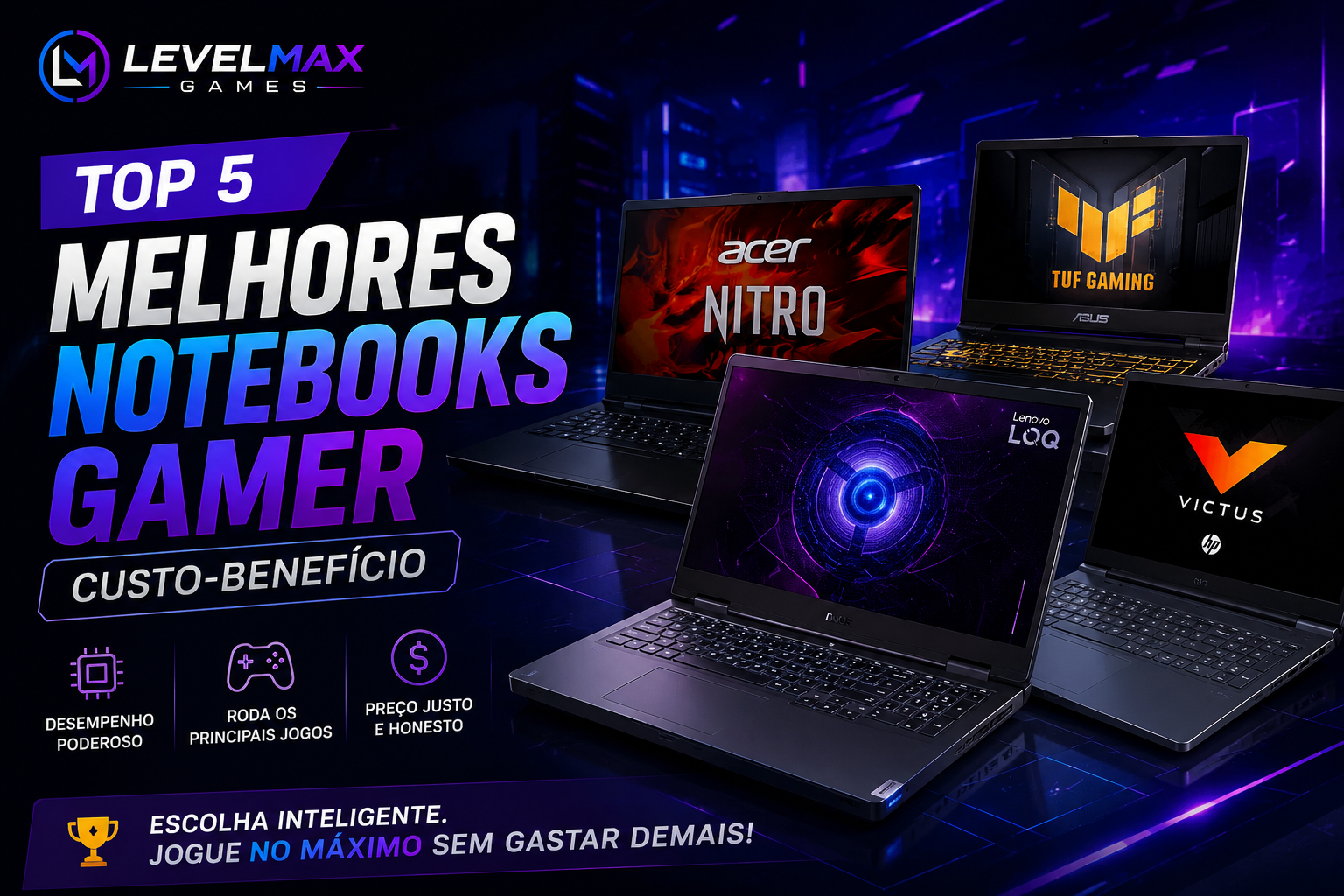 🎮 TOP 5 MELHORES NOTEBOOKS GAMER CUSTO-BENEFÍCIO EM 2026